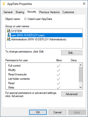 Propriétés d’AppData pour Reincubate Relay
