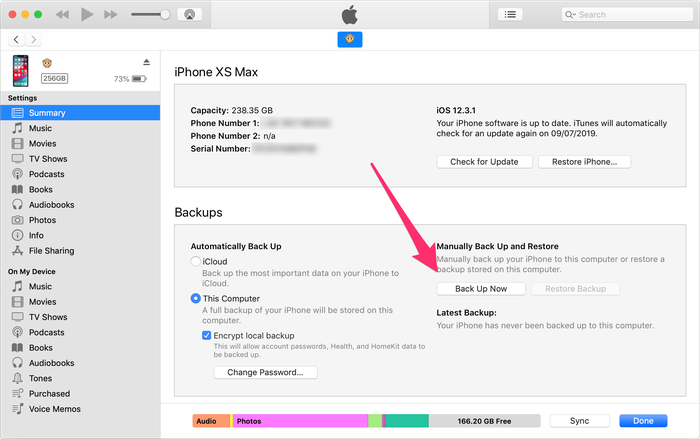 Fazendo backup do dispositivo iOS