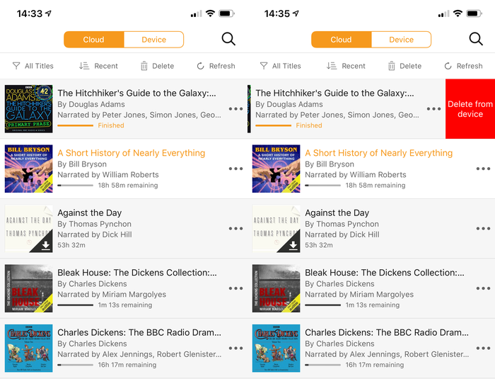 Elimina los audiolibros terminados en Audible
