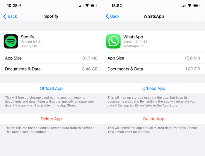 Documentos y datos en Spotify y WhatsApp