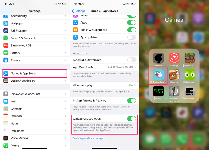Las apps descargadas se identifican por la imagen de descarga de iCloud