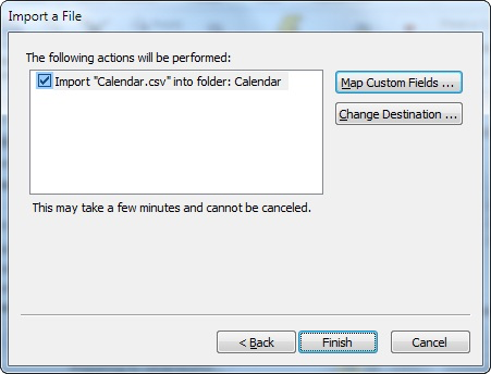 Confirmer l’importation dans Outlook