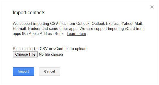在 Gmail 中导入 vCard