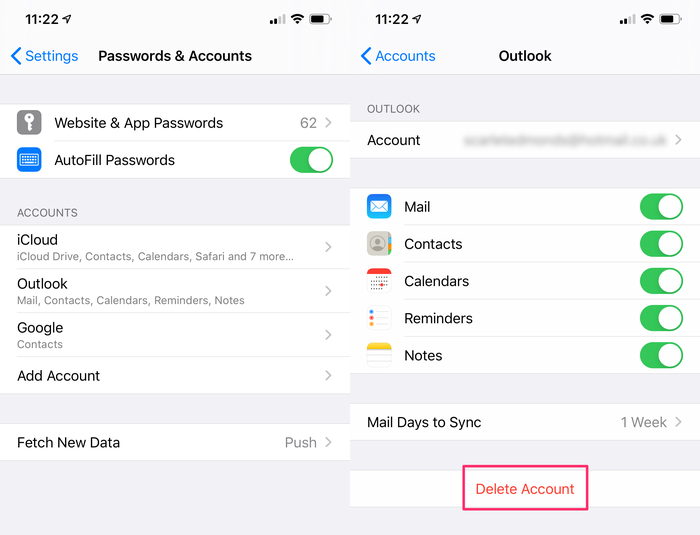 Eliminar y volver a añadir tu cuenta de correo para ahorrar datos