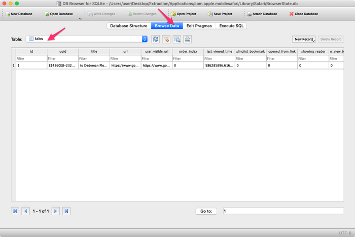 使用 SQLite 编辑器查询 Safari BrowserState 数据库