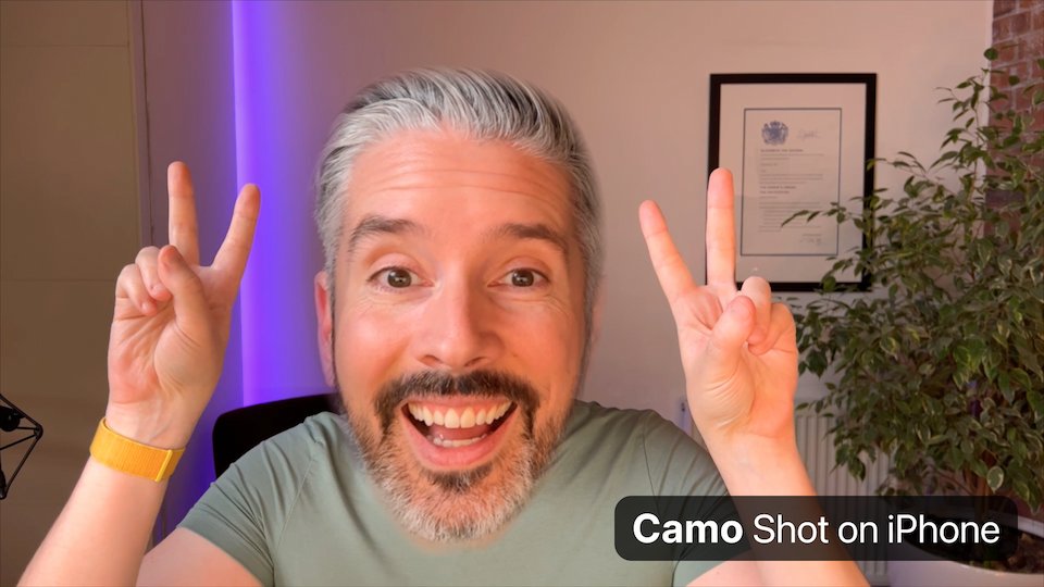 Camo Shot on iPhone Overlay with Big Head Lens